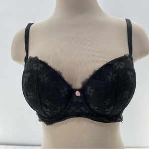 Victoria’s Secret Dream Angels Black Lace Lined Demi Bra Romantic Size 34D